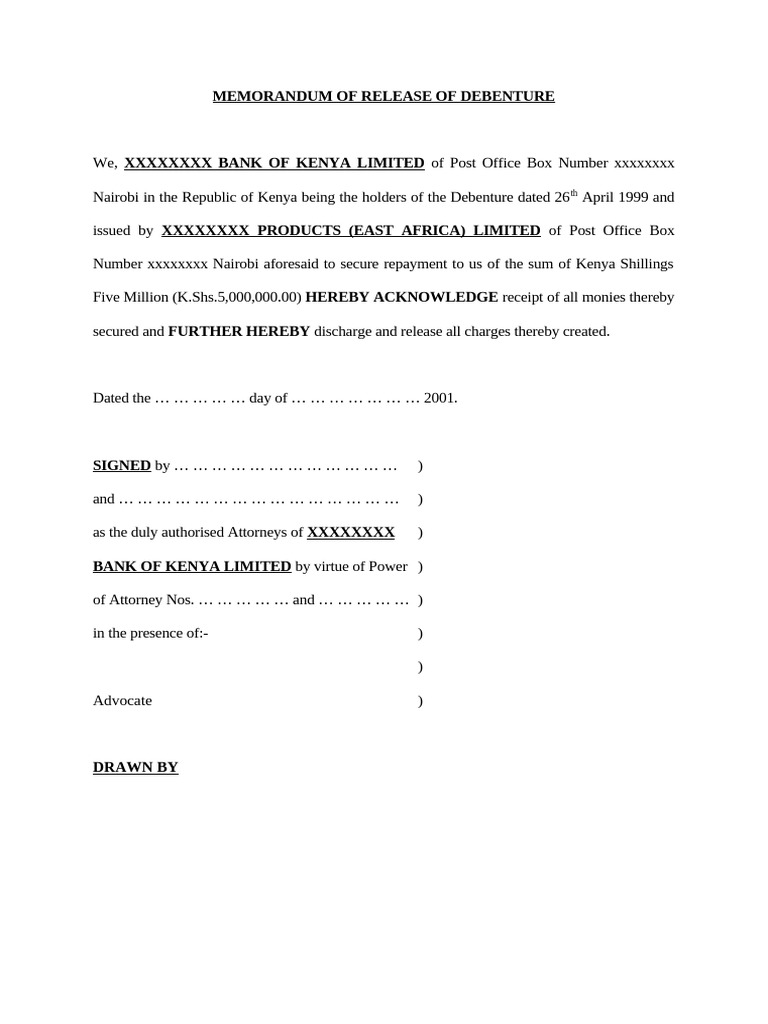 Memorandum of Release of Debenture9 | PDF