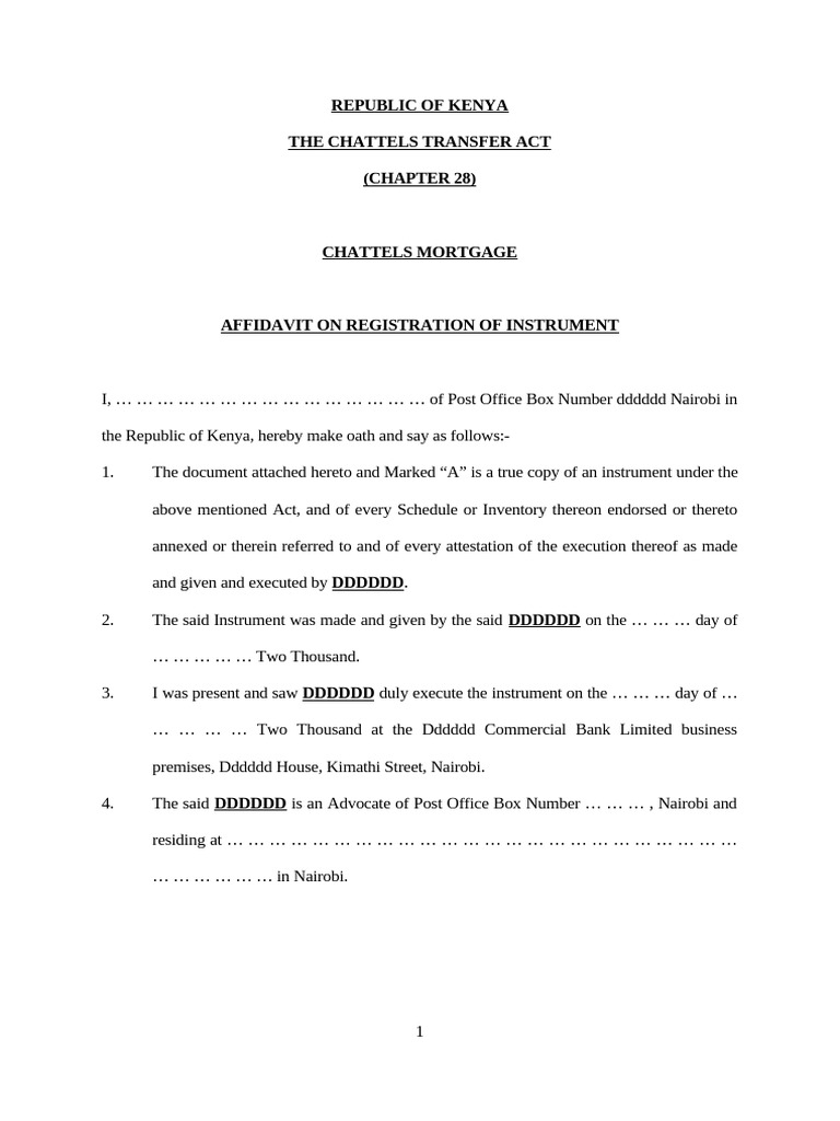 Affidavit On Regisration of Instrument | PDF | Mortgage Law | Interest
