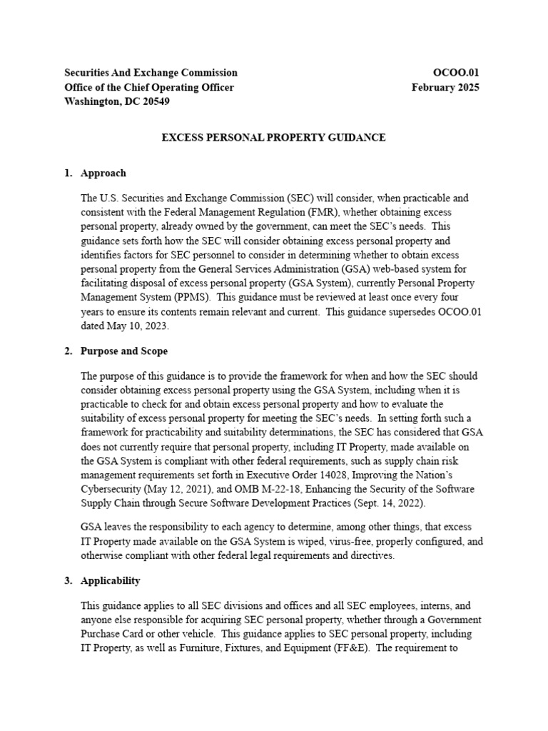 Ocoo01 Excess Pers Prop Guidance | PDF | Government Procurement In The ...