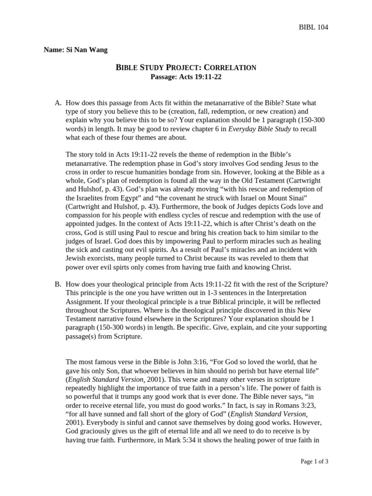 Bible Study Project Correlation | PDF | Eternal Life (Christianity) | Jesus