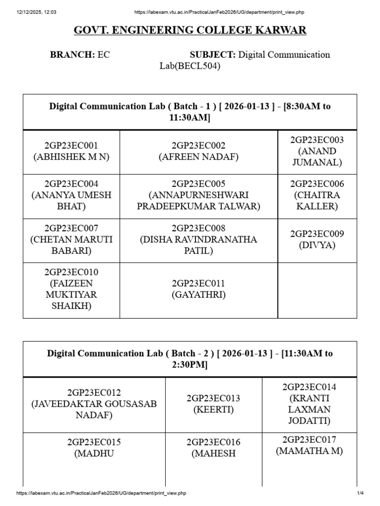 DCLab Time Table | PDF