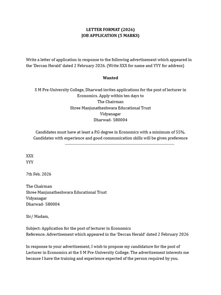 2 PU Letter Format 2026 | PDF