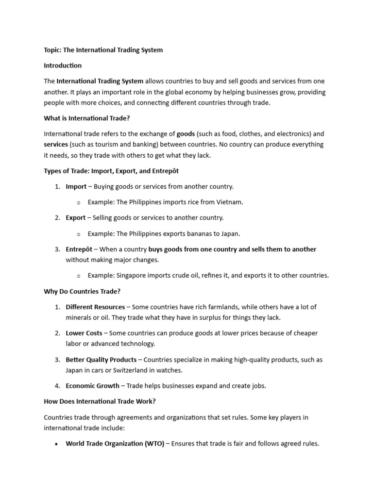 International Trading System | PDF | Exports | Trade