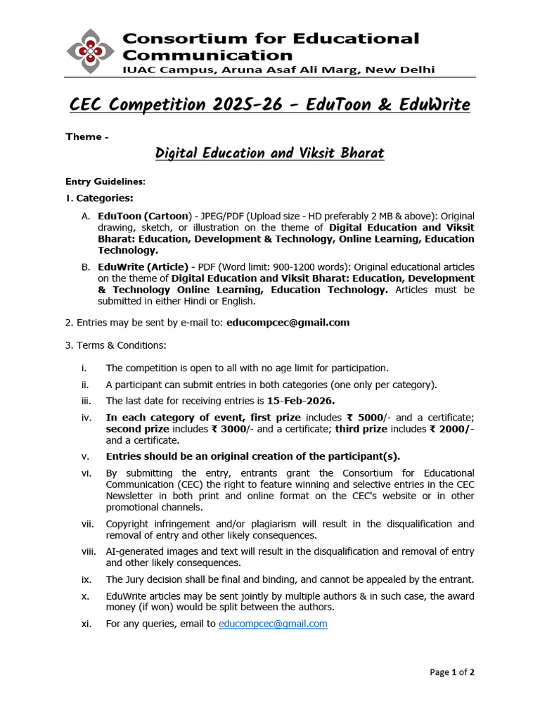 CEC Competition Form_Detailsxx | PDF