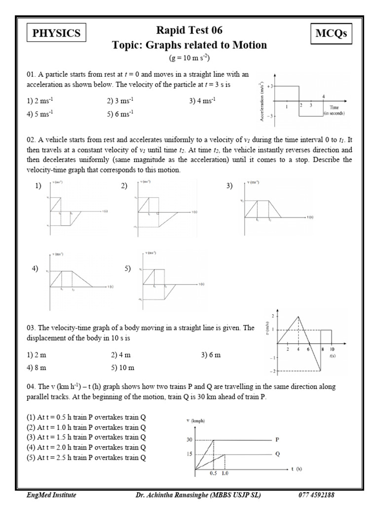 AL 2027 Physics Rapid Test 06 | PDF | Acceleration | Velocity