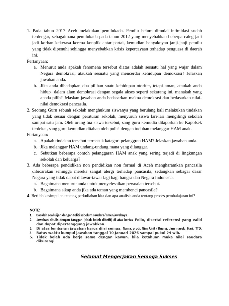 Soal Final Teks Home PPKN TH 2025 | PDF