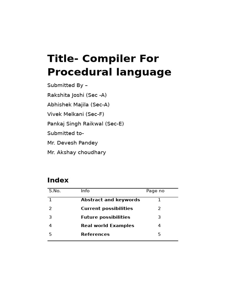 Compiler For Procedural Language | PDF | Compiler | Parsing