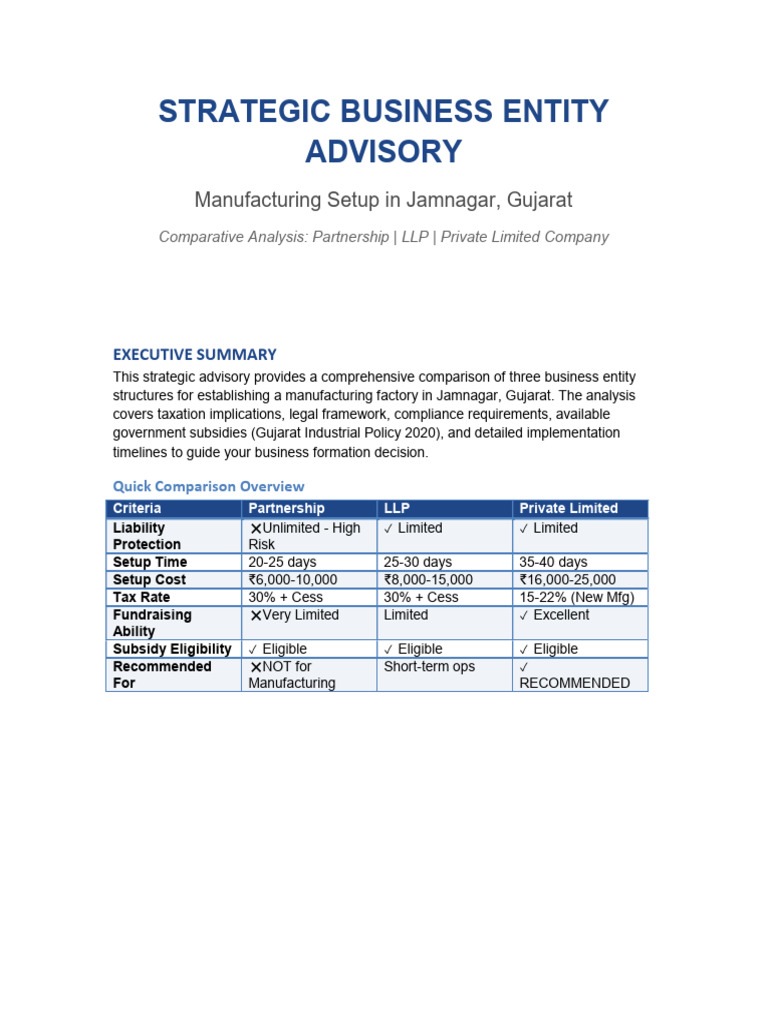 Strategic Business Entity Advisory | PDF | Limited Liability ...
