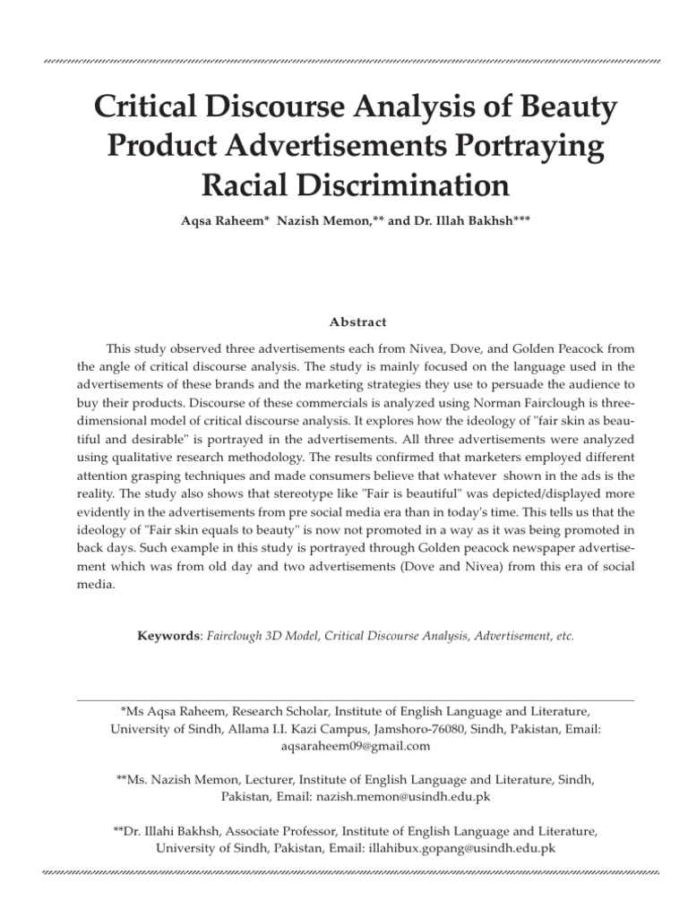 Critical Discourse Analysis of | PDF | Advertising | Linguistics