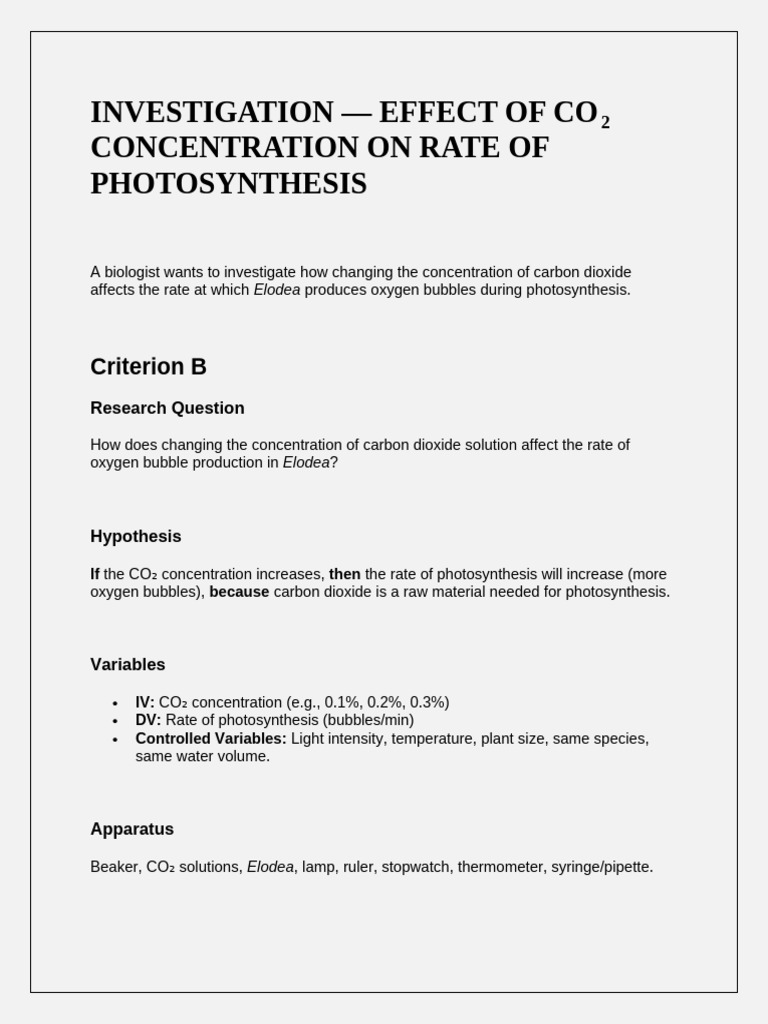 Criterion B and C Sample Questions With Answers | PDF | Ph | Carbon Dioxide