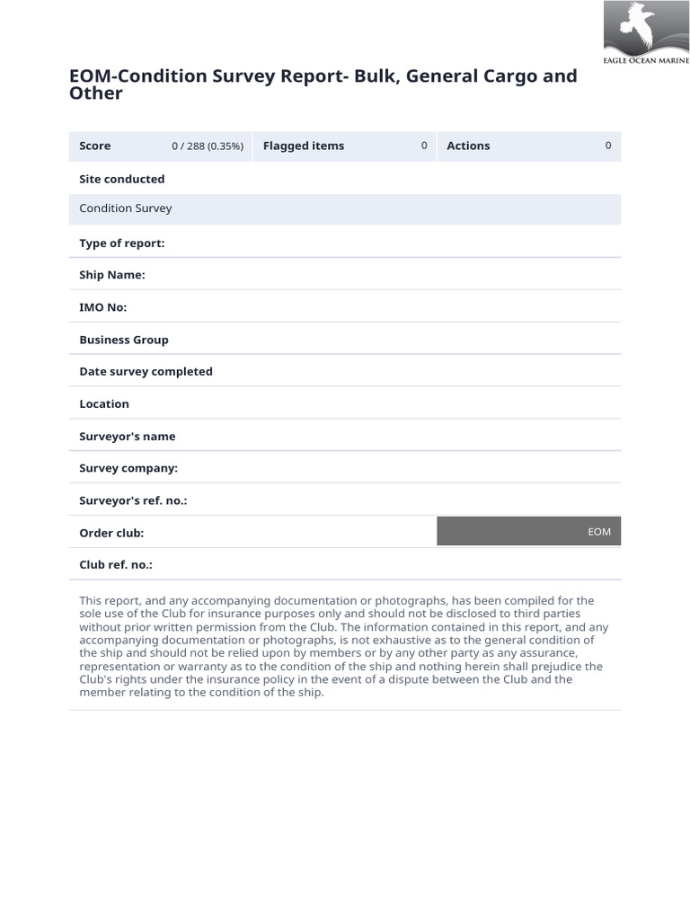 EOM Condition Survey Bulk Carrier | PDF | Fires | Firefighting
