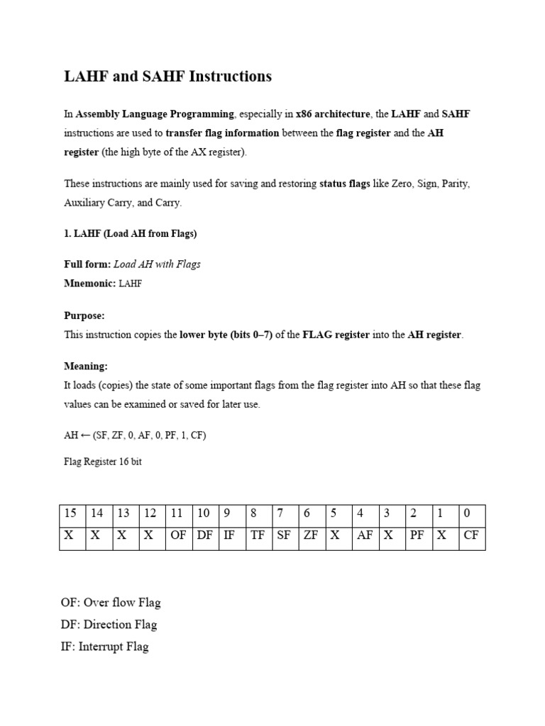 7.LAHF and SAHF Instructions | PDF