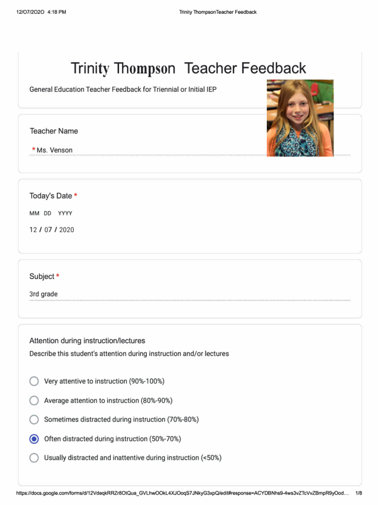 Trinity Thompson Teacher Interview | PDF
