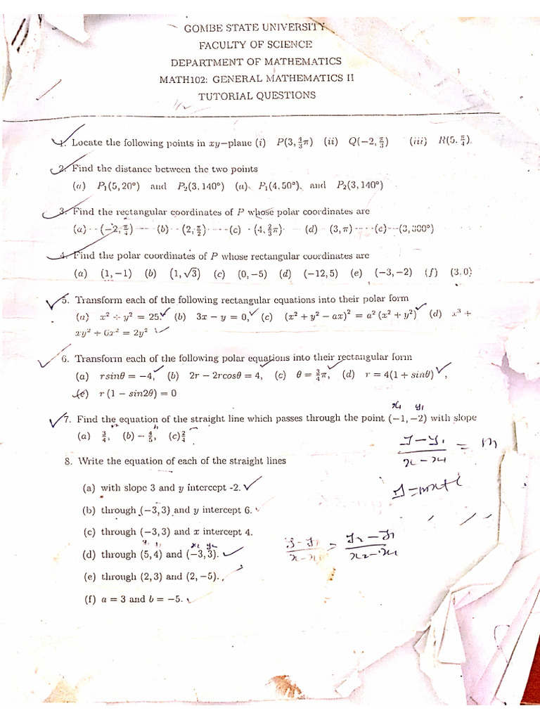 Math 102 Objectives Past Qs and Answers (1) | PDF