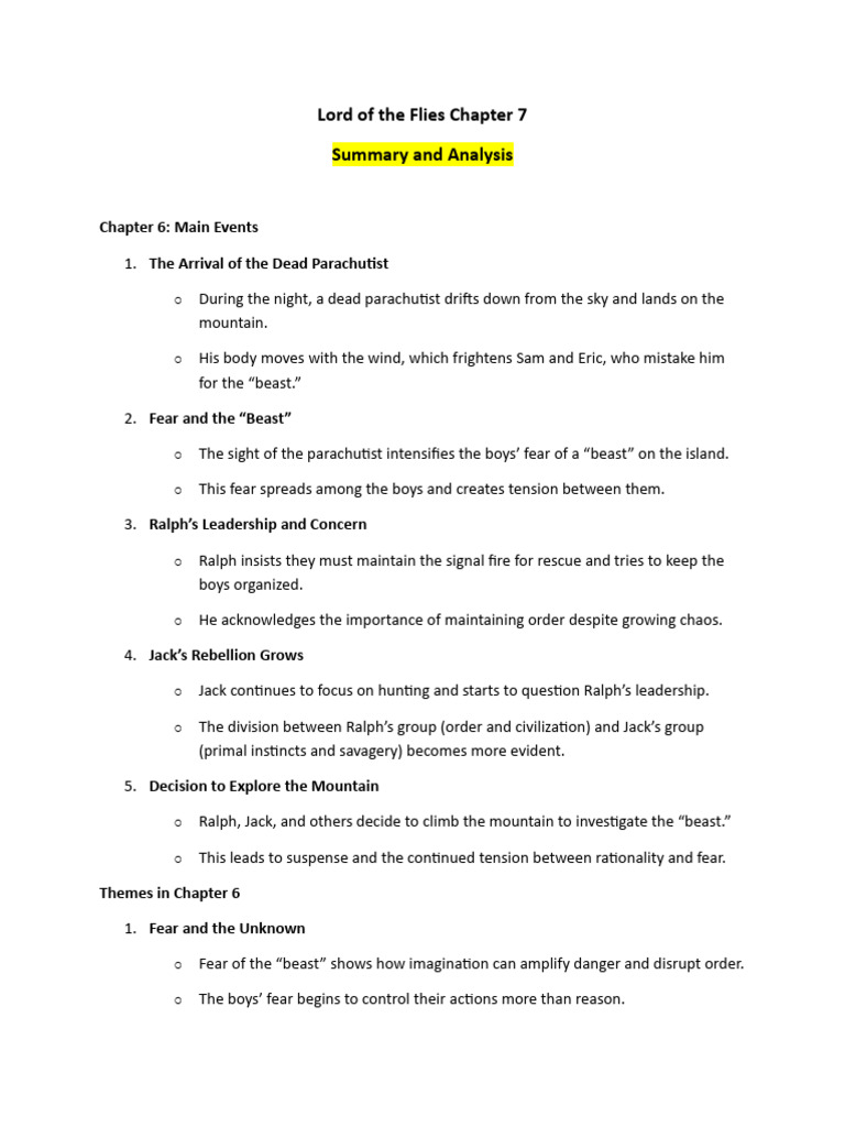 Lord of The Flies Chapter 7 | PDF | Fear | Behavioural Sciences