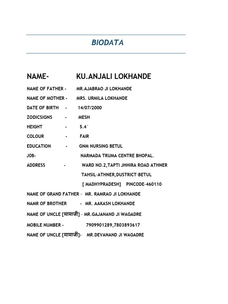 Bio DAta323 | PDF