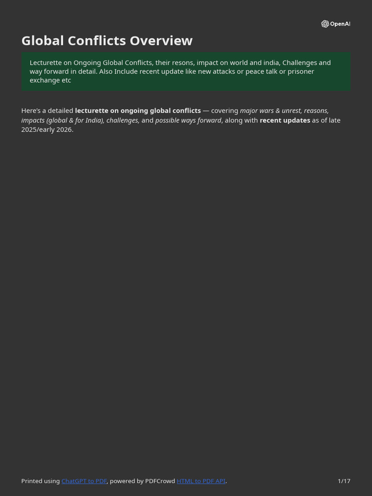 Global Conflicts Overview | PDF | Nicolás Maduro | Venezuela
