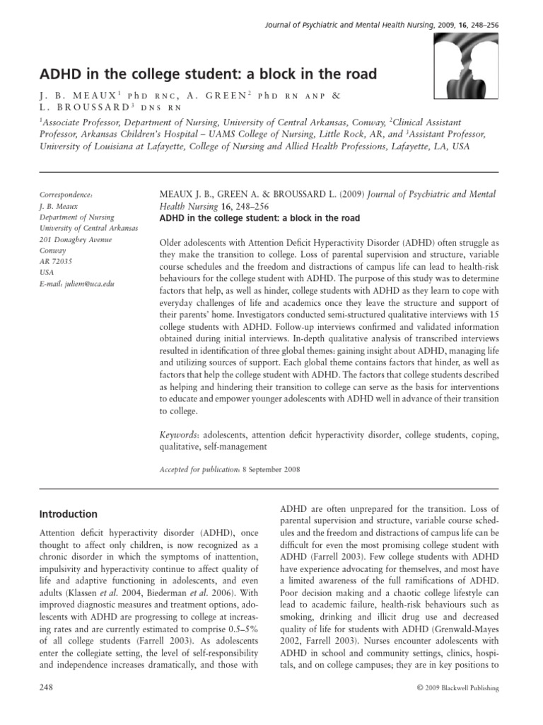 ADHD in the College Student a Block in the Road. 1762293789123 | PDF ...