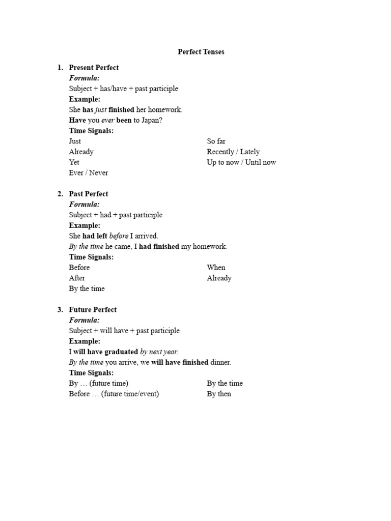 Perfect Tenses | PDF