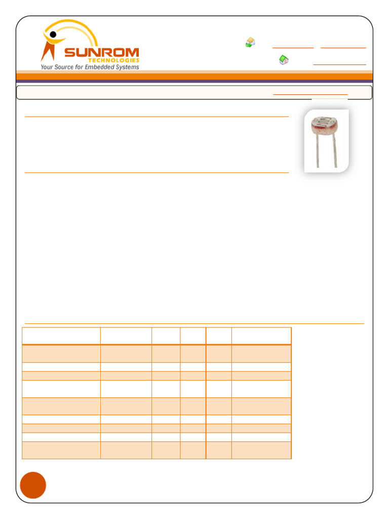 3190 LDR Datasheet | PDF | Electrical Resistance And Conductance | Lighting
