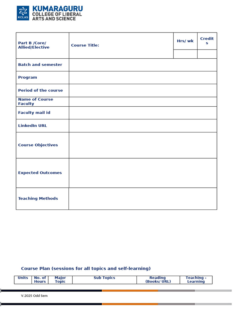 Course Plan - V 2025 Odd (1) | PDF