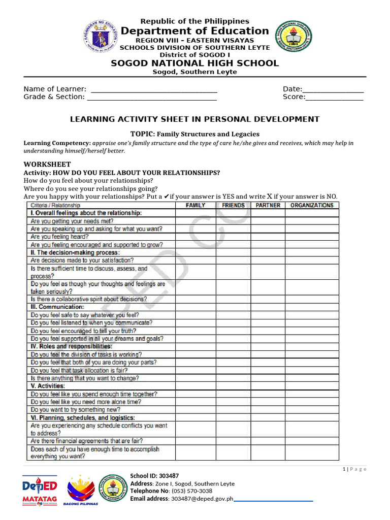 WorkSheet 3 FamilyStructuresandLegacies | PDF | Communication | Human ...