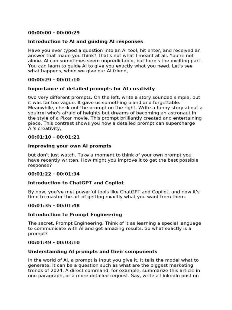 Crafting Powerful Prompts - PROMPT Framework - Transcripts | PDF ...