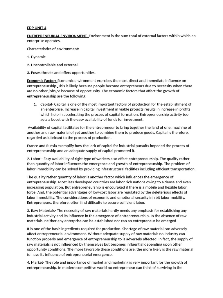 Edp Unit 4 | PDF | Entrepreneurship | Labour Economics