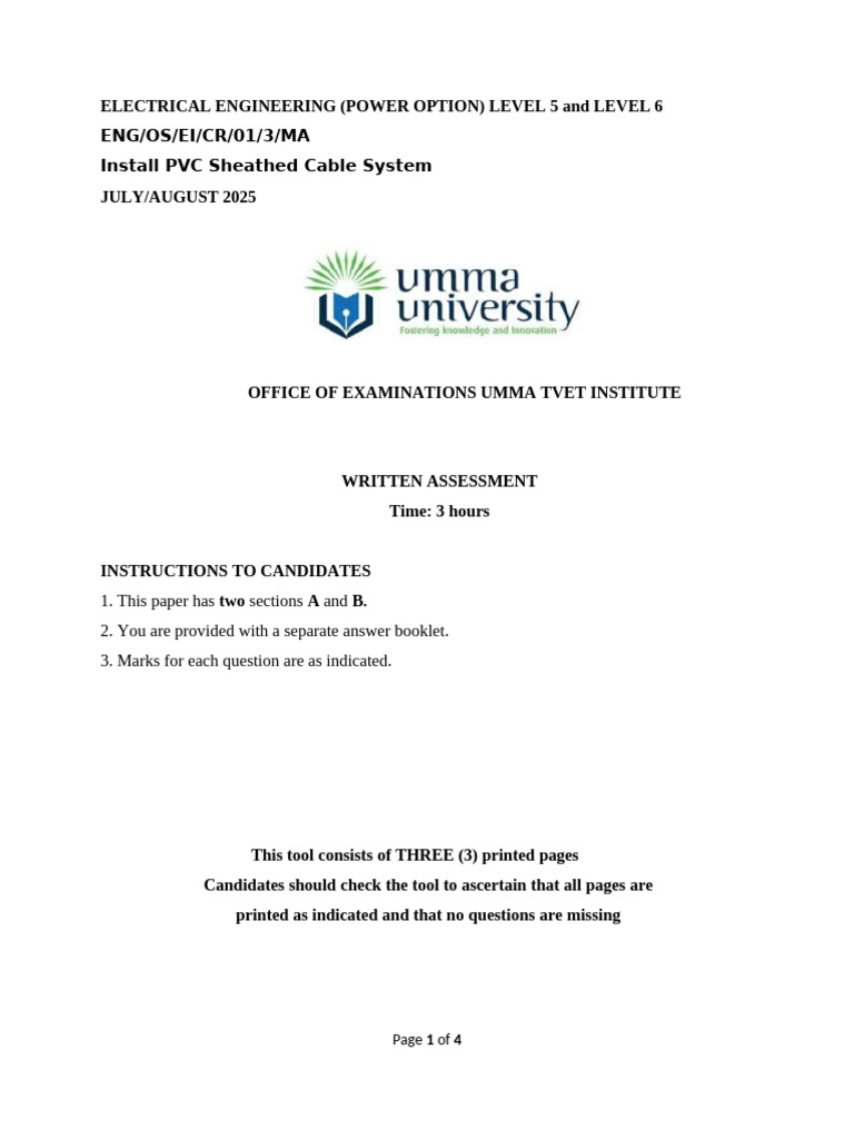 PVC Cable Installation L5 and L6 | PDF | Safety | Electrical Wiring