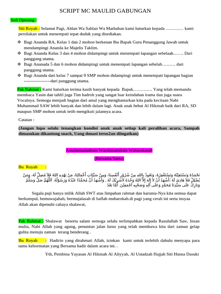 Script MC Maulid Gabungan | PDF