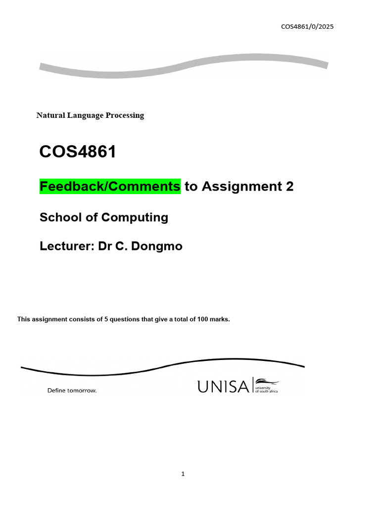 COS4861 Assignment 02 2025-Feedback to Students (1) | PDF | Automata ...