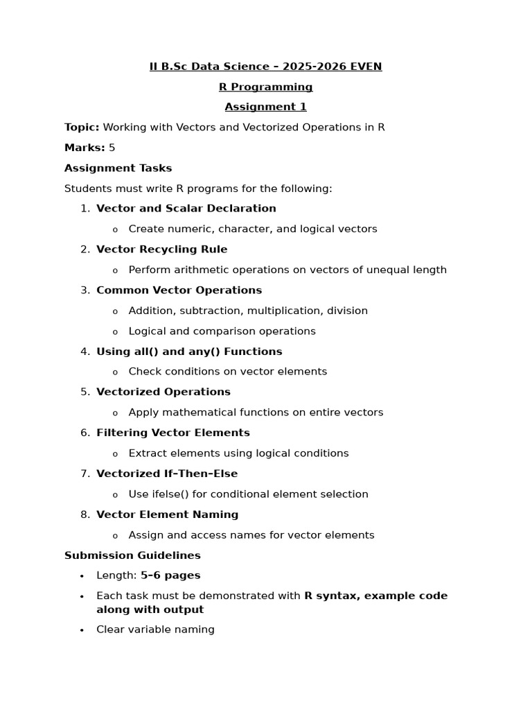 R Assignment 1 | PDF