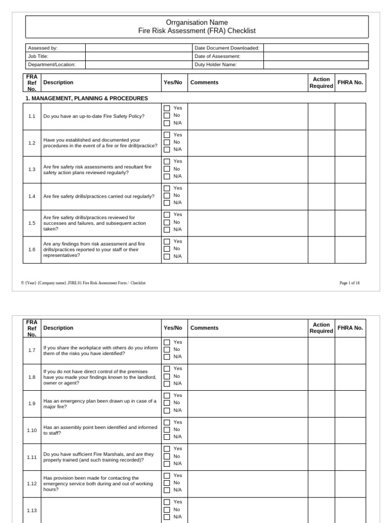 AAPL-MNT-39 Fire Risk Assessment Checklist | PDF | Fires | Safety