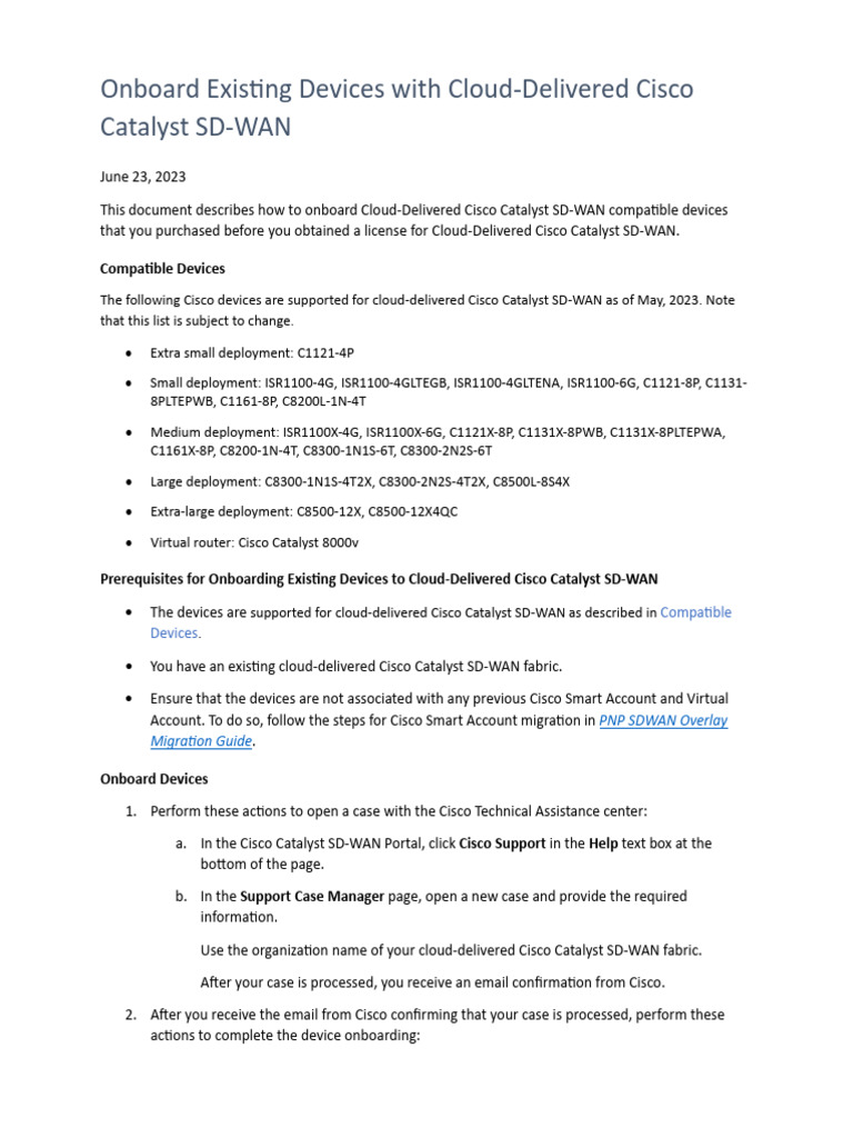 Onboarding Existing Devices With Cloud Delivered Cisco Catalyst Sd Wan ...