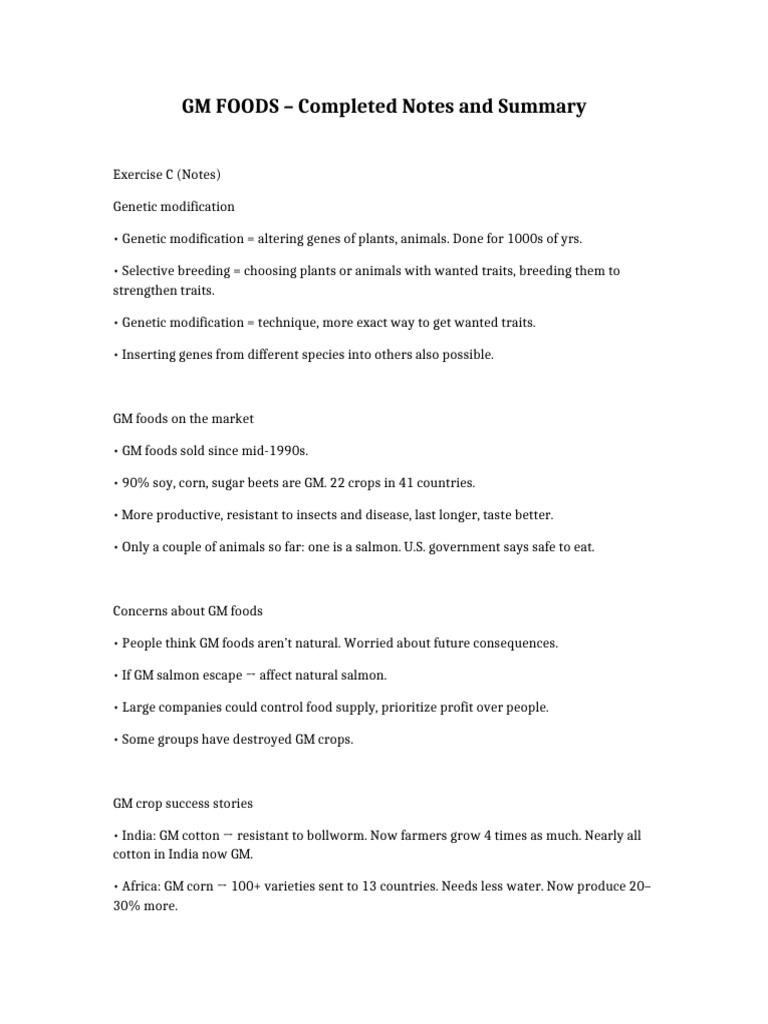GM FOODS Completed Answers | PDF