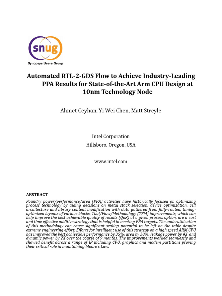 Automated RTL-2-GDS Flow To Achieve Industry-Leading PPA Results For ...