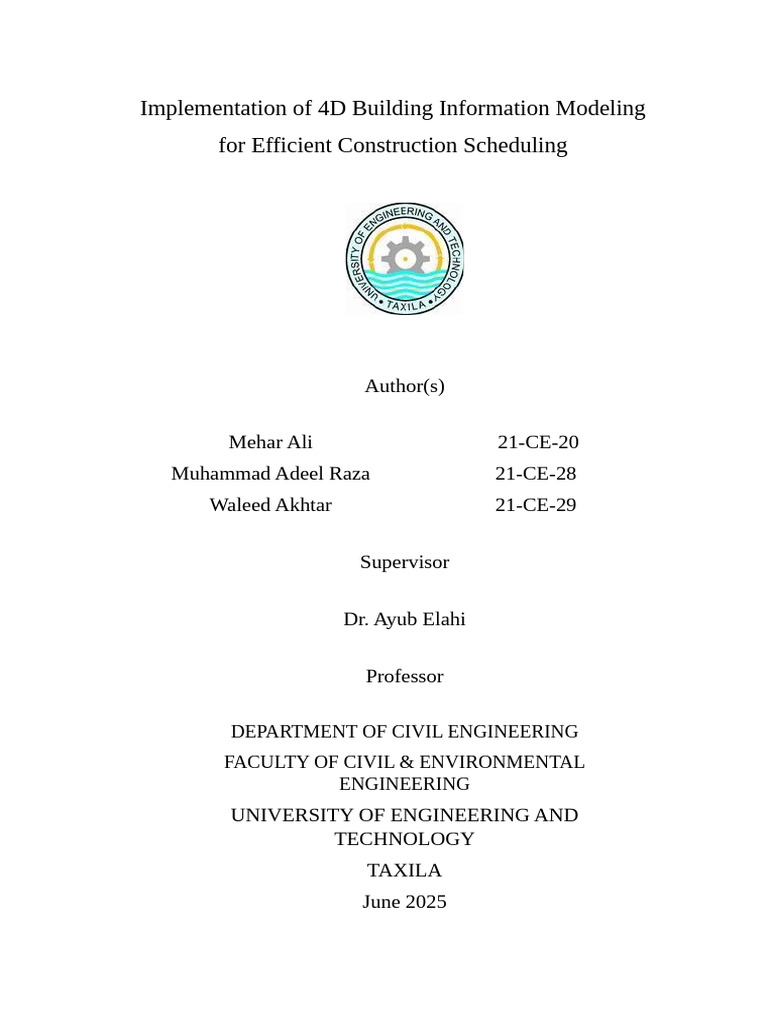 Implementation of 4D Building Information Modeling for Efficient ...