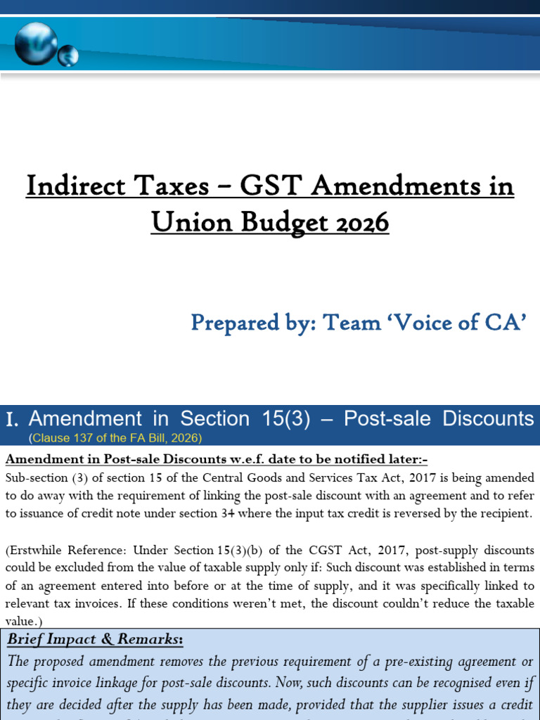 GST Unionbudget2026 VOCA | PDF | Value Added Tax | Taxes