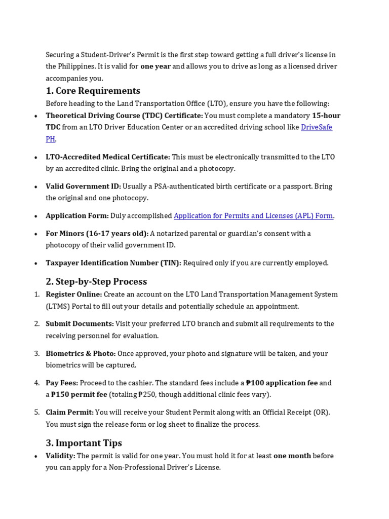Securing A Student License | PDF