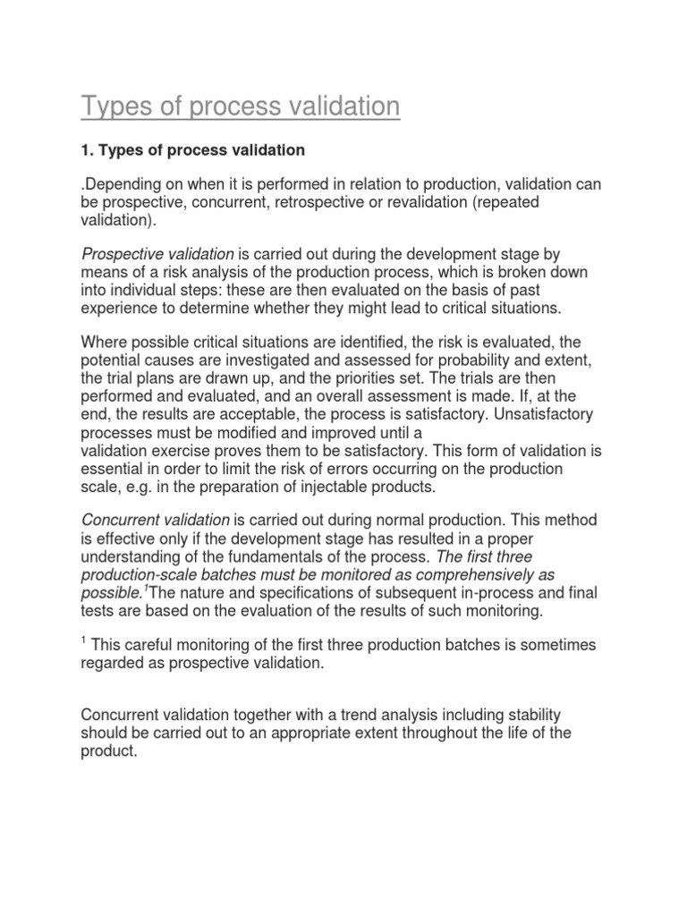 Types of Process Validation | PDF | Verification And Validation ...