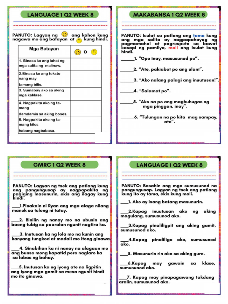 Grade 1 Quarter 2 Week 8 ST | PDF