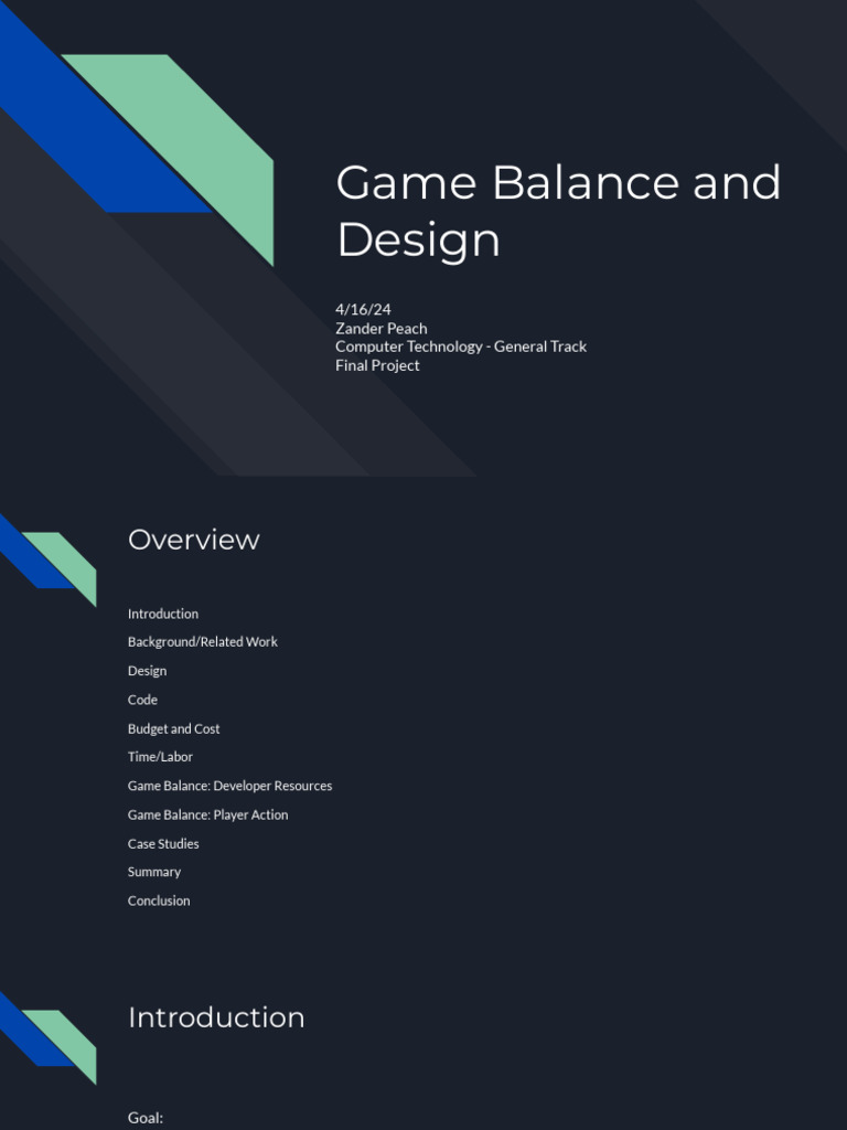 Game Balance and Design Final Project | PDF | Software Engineering ...