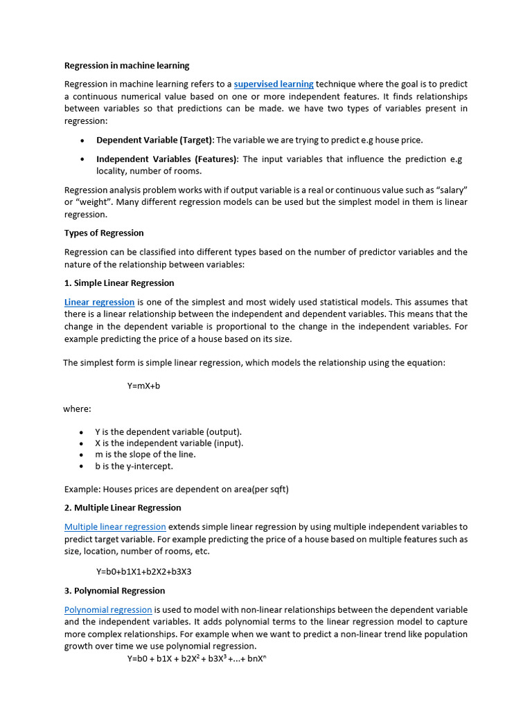 Regression in Machine Learning | PDF | Linear Regression | Dependent ...
