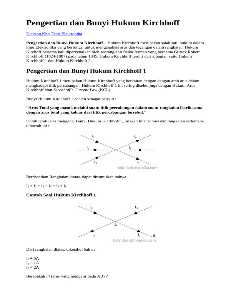1 - Pengertian Dan Bunyi Hukum Kirchhoff | PDF