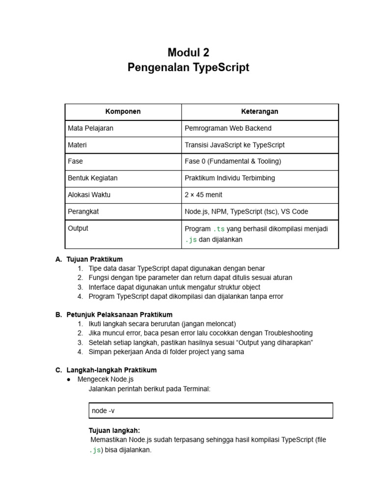 Modul 2 Pengenalan TypeScript | PDF