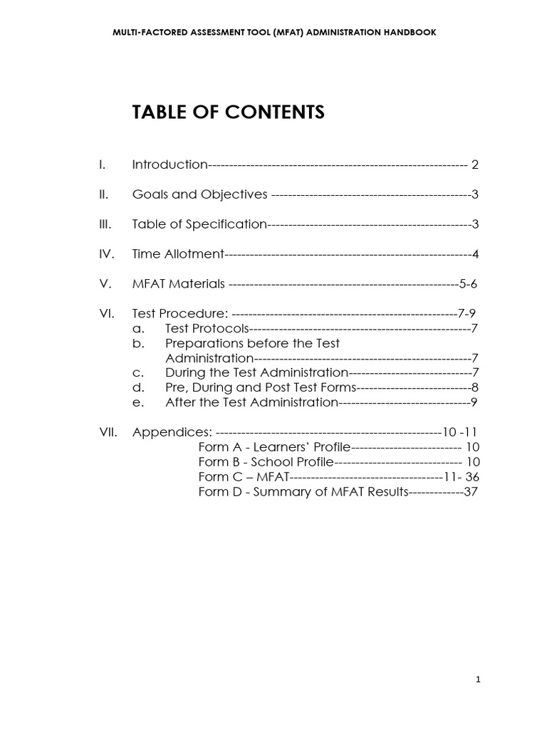 MFAT Handbook-FORMS AND SCRIPTS | PDF | Learning | Learning Disability