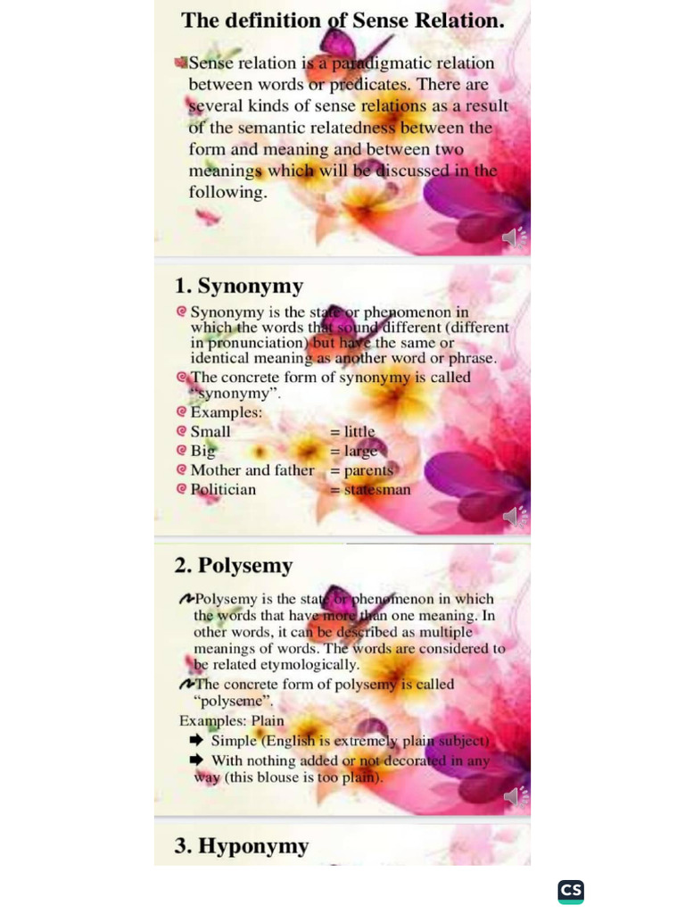 Sense Relations | PDF