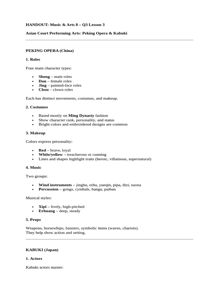 Music & Arts 8 – Q3 Lesson 3 | PDF