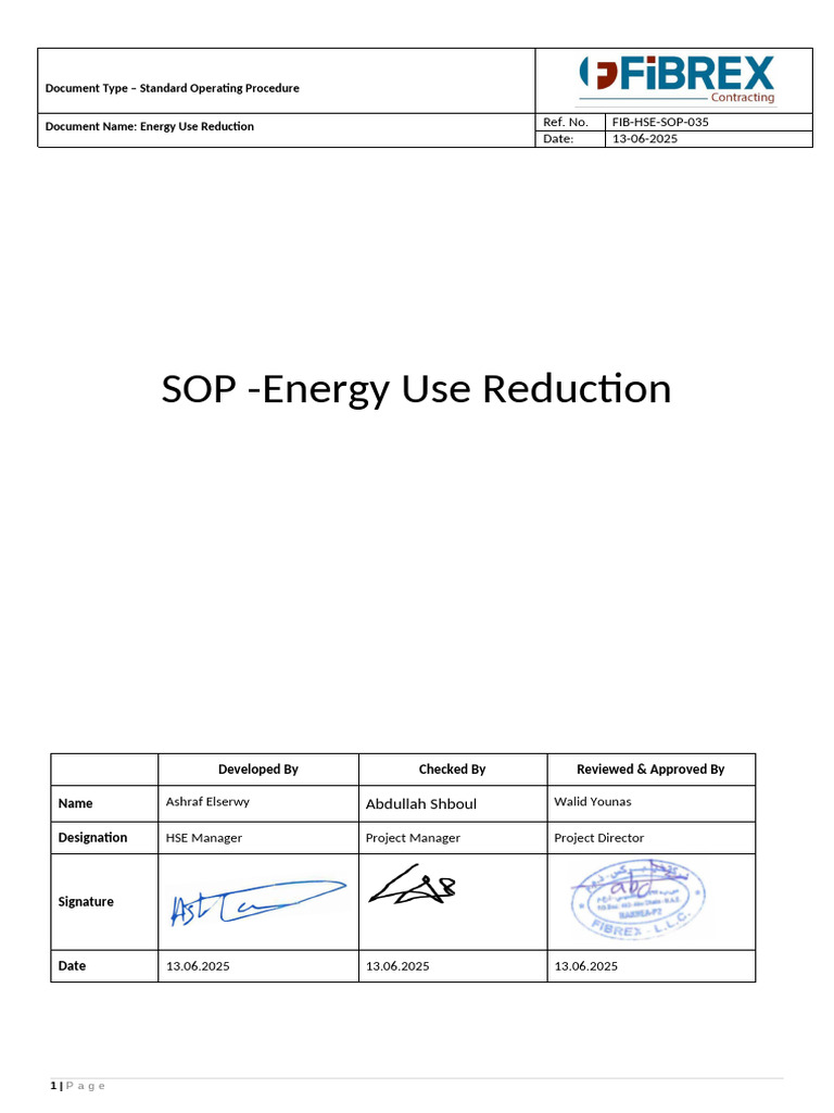 Energy Use Reduction Procedure | PDF | Power Station | Electrical Grid
