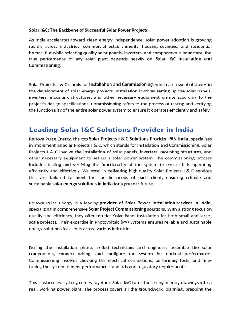 Solar I&C - Commercial & Industrial Solar Process - ReNova Pulse Energy ...